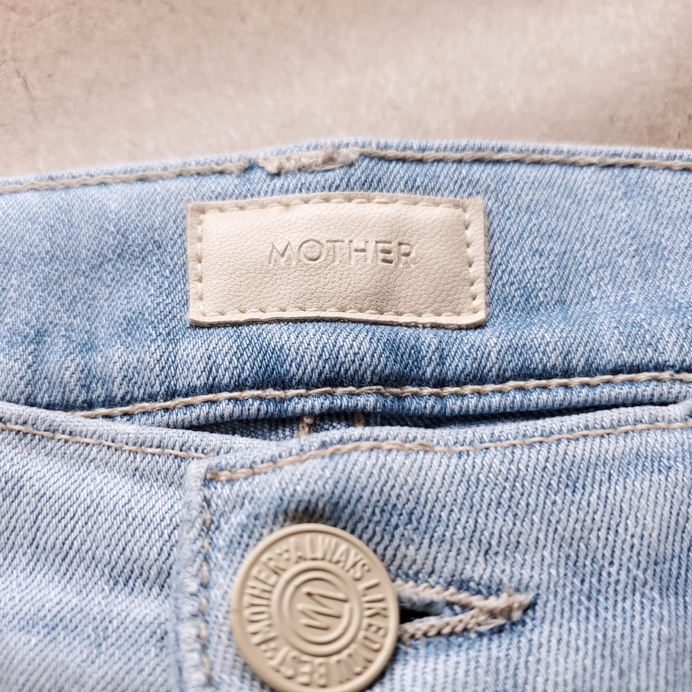 Mother High Waisted Rider Ankle Fray Jeans Women 28 Blue Stretch Distressed - Picture 9 of 13